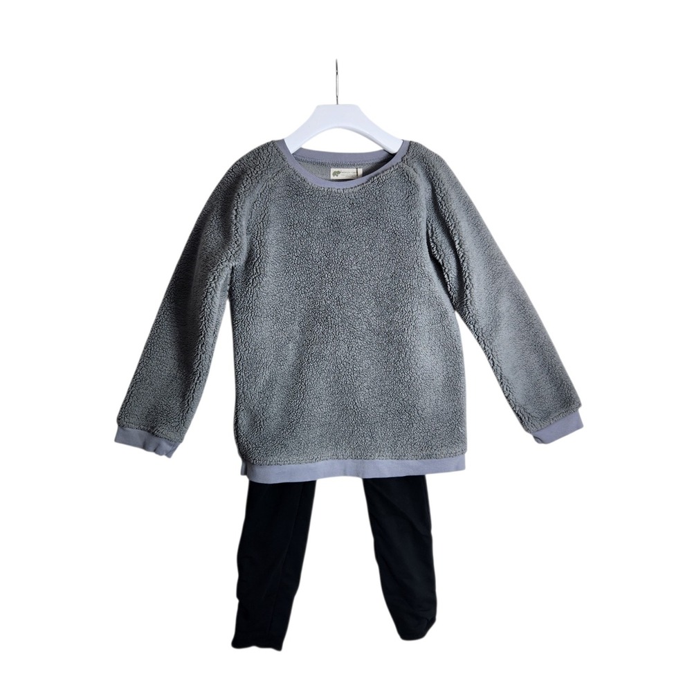 Monica + Andy Kids Sherpa Fleece Top and Leggings Set Grey Black Size 10